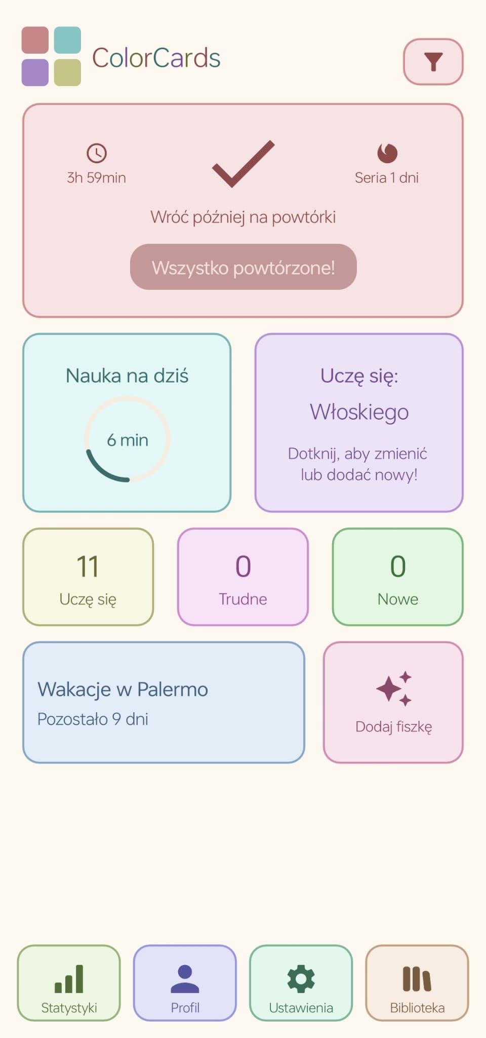 Vorelo — ekran główny